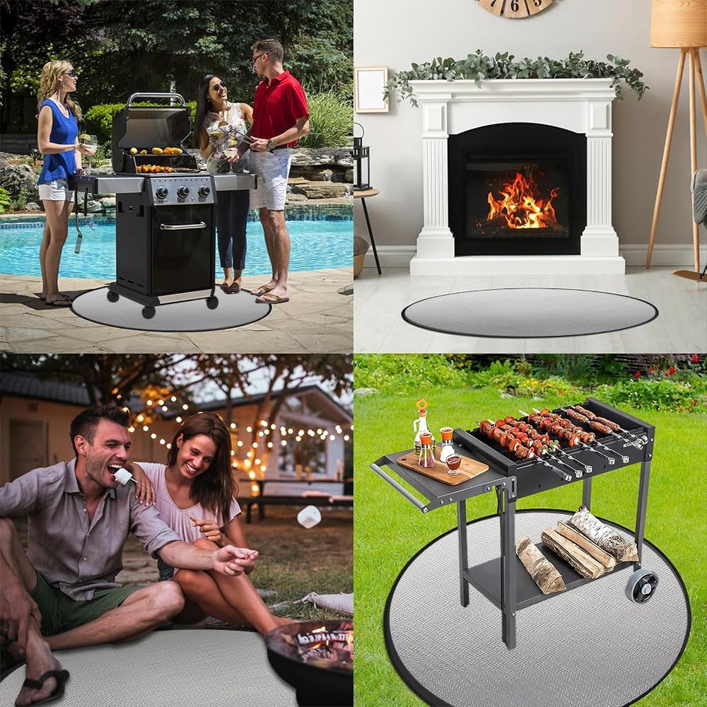 Faltbare Grillunterlage Bodenschutz, Wasserbeständige Grillmatte für BBQ Grills, Kamin, Boden, Rasen