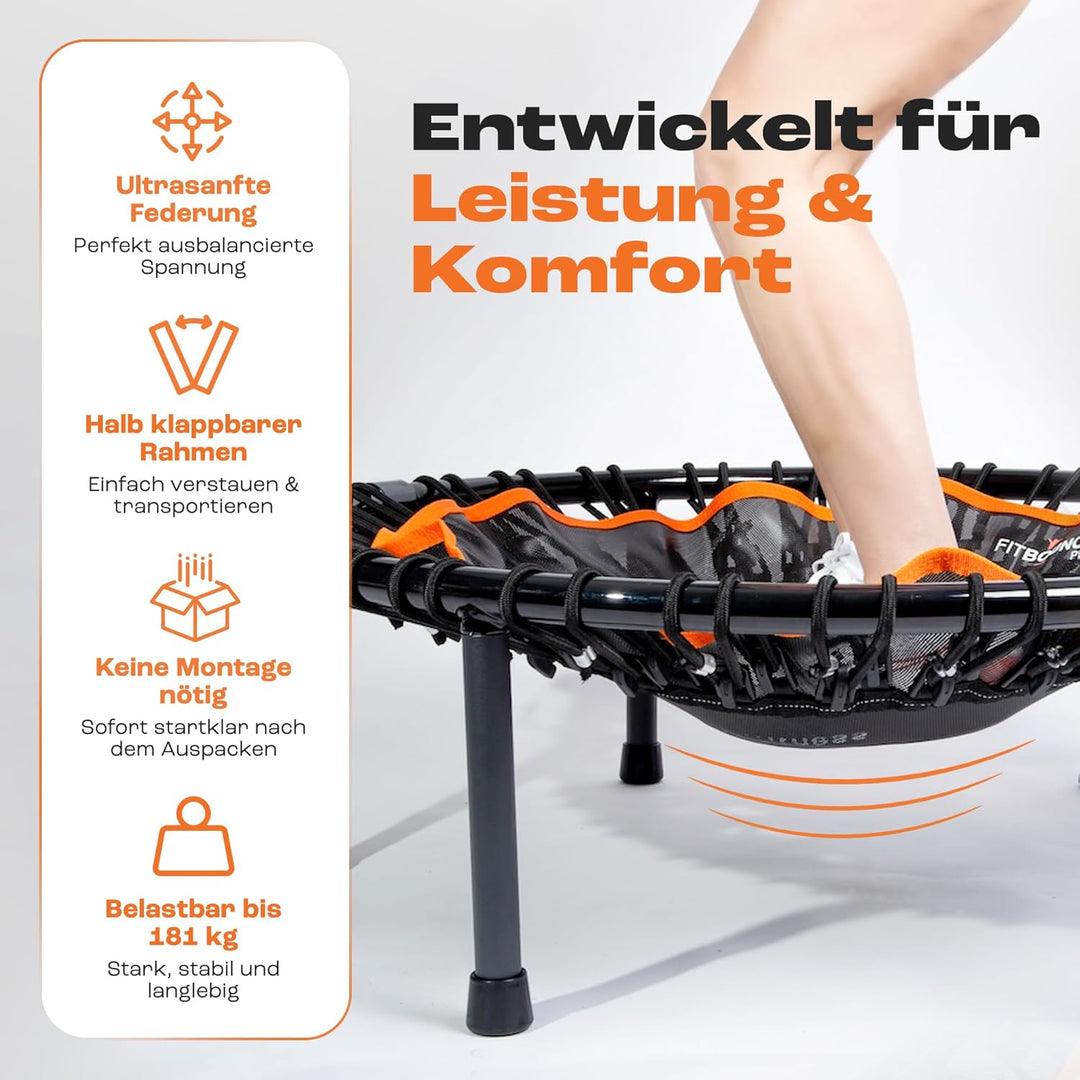 MXL Fit Bounce Pro Bungee-Rebounder mit T-Griff – Premium-Indoor-Mini-Trampolin für Erwachsene und K
