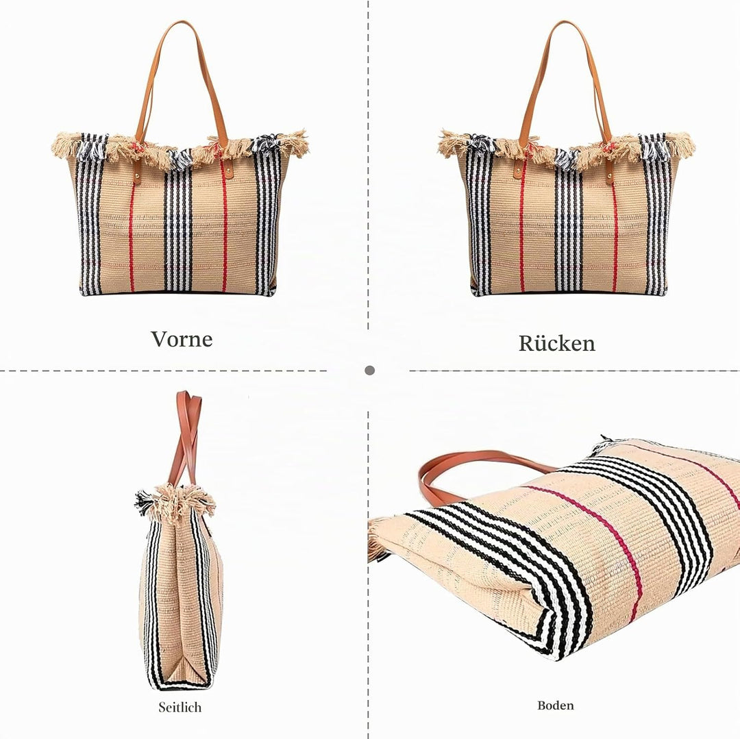 CORIOS Damen Canvas Handtasche Sommer Strand Tasche Grosse Schultertasche Böhmische Tote Beutel Bunt
