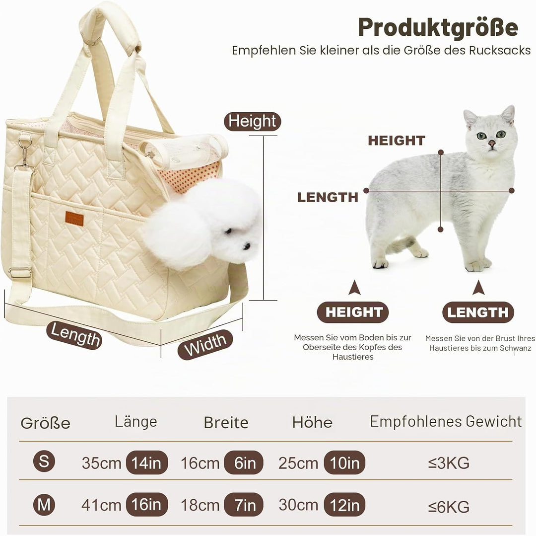 PETCUTE Hundetasche für Katze und Hund,Atmungsaktive Hundetasche für Kleine Hunde 6KG,Hundetragetasc