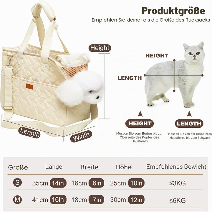PETCUTE Hundetasche für Katze und Hund,Atmungsaktive Hundetasche für Kleine Hunde 6KG,Hundetragetasc