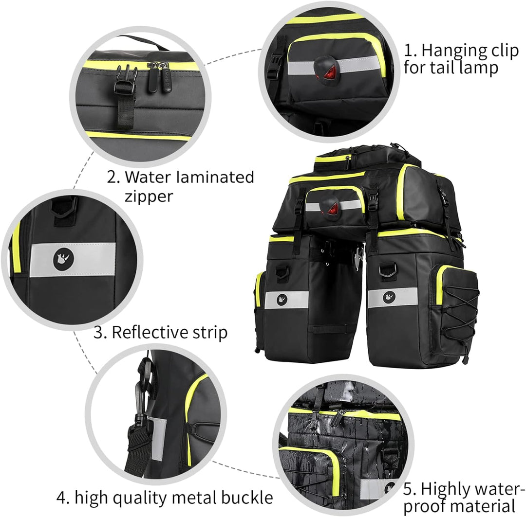 BAIGIO Fahrradtasche 3-in-1 Multifunction wasserdichte Gepäckträgertasche 75L Radfahren Gepäckträger