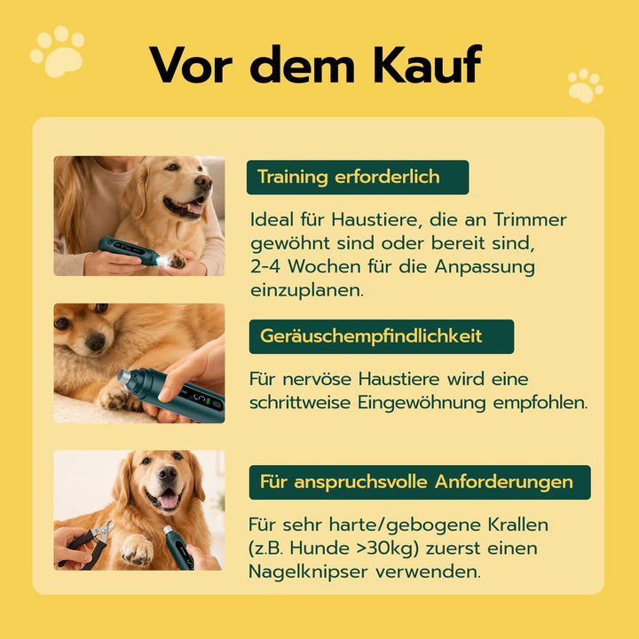 Krallenschleifer für Hunde – LED Beleuchtung, 5 Stufen, 45 dB leiser Motor – für kleine, mittelgross