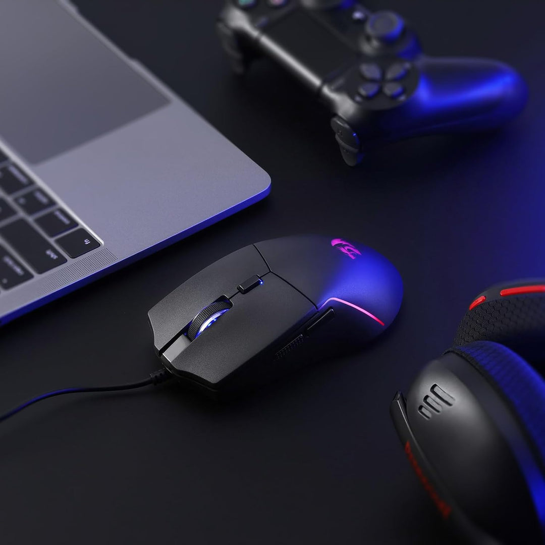 Redragon M730 Kabelgebundene RGB Gaming Maus, 10000 DPI Leichte Optische Maus mit 6 Programmierbaren