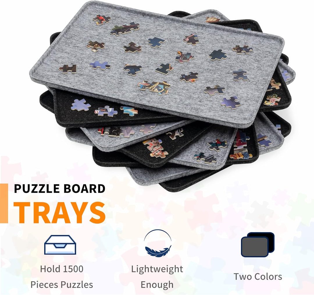Lavievert Portable Design | Mit 8 Sortierschalen | Jigsaw Puzzle Board/Tischplatte mit Filzbezug/Mat