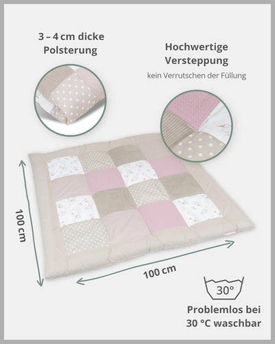 ULLENBOOM Krabbeldecke für Baby 100x100 cm, 100% OEKO-TEX Materialien, Made in EU, Dick & weich gepo