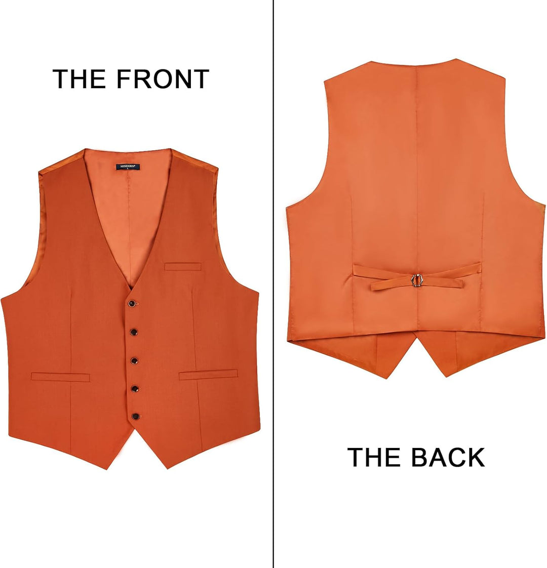 HISDERN Herren Formale Hochzeit Party Weste Baumwolle Einfarbig Weste XS Gebranntes Orange, XS Gebra