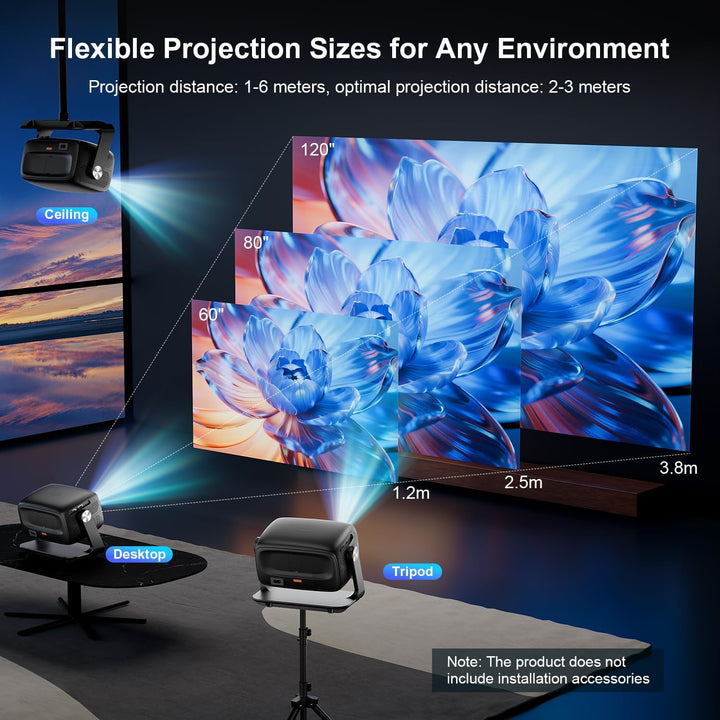 Smart Projector 4K Beamer für Heimkino mit Android 14.0, 30000 Lumen, Autofokus & Trapezkorrektur, B
