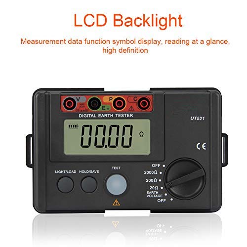 UT521 Earth Tester Erdungswiderstandstester Ohmmeter mit Aufbewahrungsbehälter 50 Hz / 60 Hz