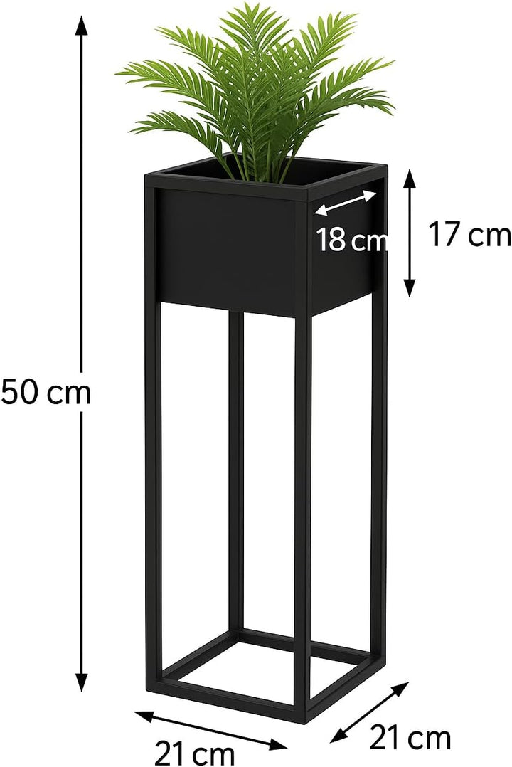 Pflanzenständer Reno - 21x21x50cm - Farbe Schwarz - für Zimmerblumen - Metallregal - Dekorativer Tis