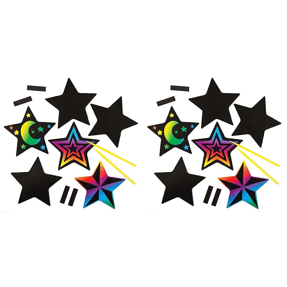 Baker Ross Bastelsets mit sternförmigen Kratzbild-Magneten für Kinder zum Basteln und Verzieren zu W