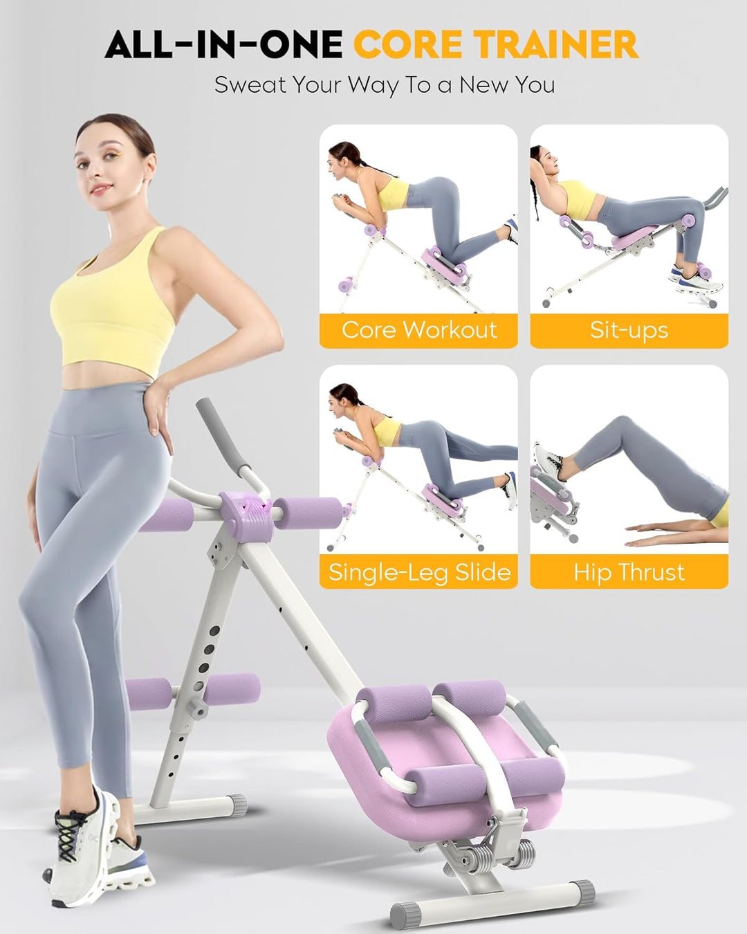 GUUG Bauchmuskeltrainer Bauchtrainer für Zuhause: Bauch Trainingsgerät Klappbar Bauchmuskeltraining