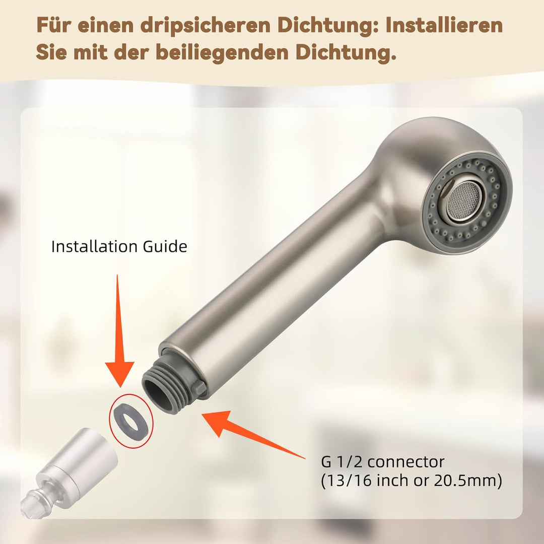 Hibbent Brausekopf Küchenarmatur, Geschirrbrause Ersatzkopf 2 Strahlarten, Badezimmer Wasserhahn Kop