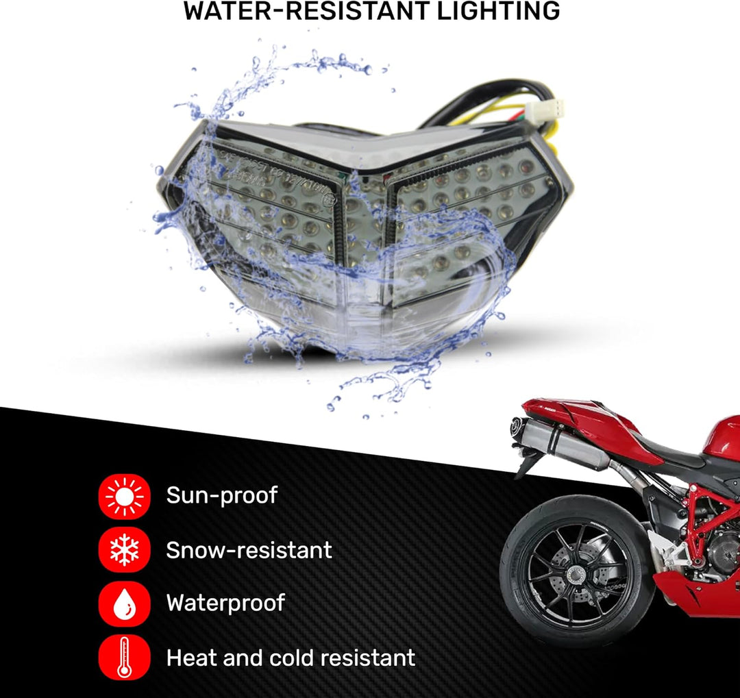 aVDB-moto LED-Bremslicht mit integrierten Blinker kompatibel mit Ducati 848, 1098, 1198 (Getönt), Ge