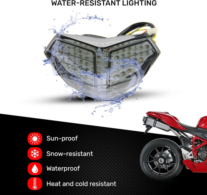 aVDB-moto LED-Bremslicht mit integrierten Blinker kompatibel mit Ducati 848, 1098, 1198 (Getönt), Ge
