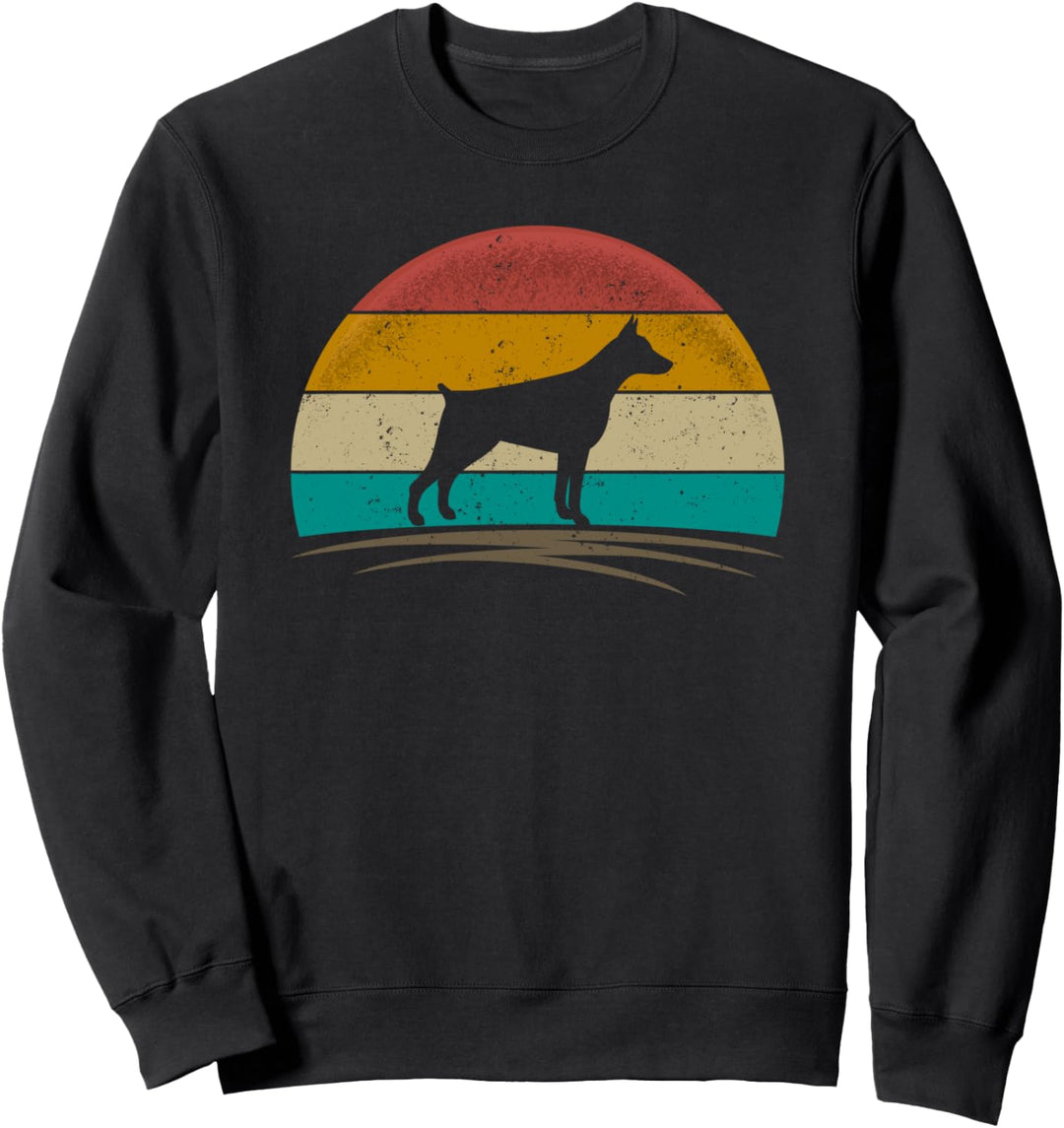 Vintage Retro Sun Dobermann Pinscher Hund Silhouette Dobie Sweatshirt