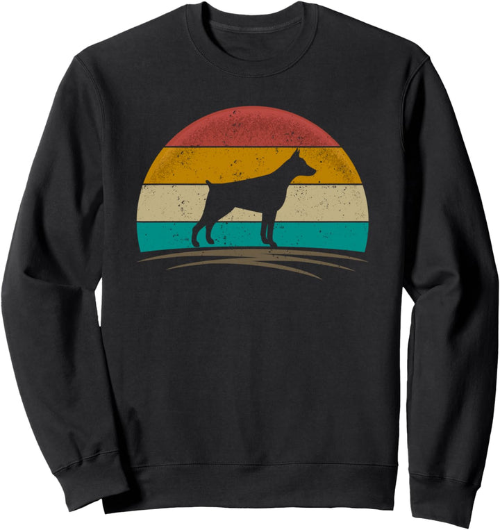 Vintage Retro Sun Dobermann Pinscher Hund Silhouette Dobie Sweatshirt