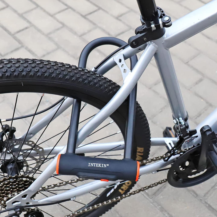 INTEKIN Fahrradschloss Bügelschloss mit Halterung, 16mm Fahrrad Bügelschloss mit 3 Schlüssel, Hohe S