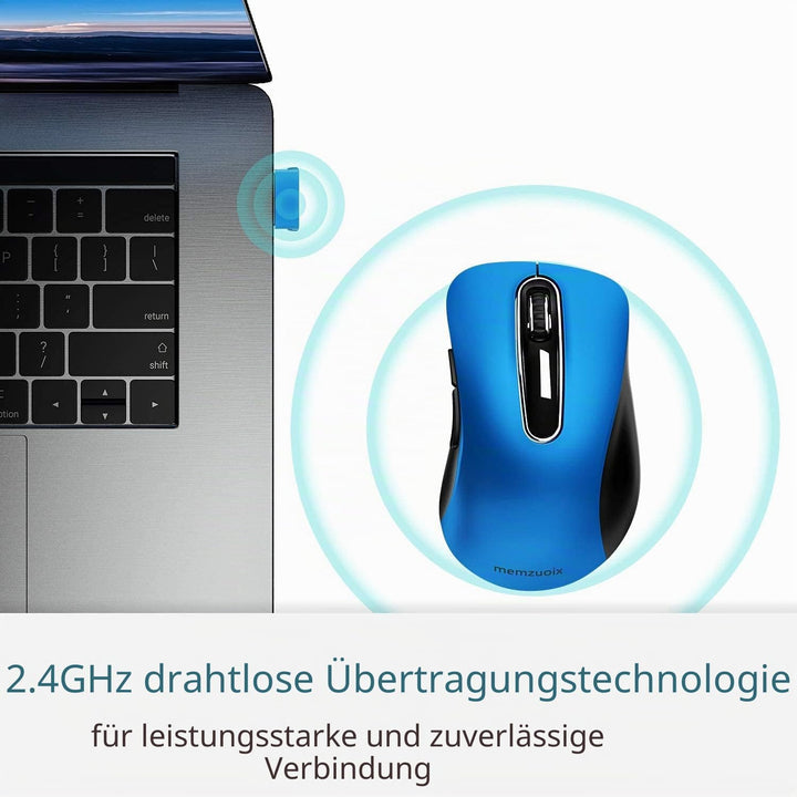 memzuoix Kabellose Maus 2.4GHz, Tragbare Optische Wireless Maus 1400 DPI mit Mini-USB-Empfänger, 5 T