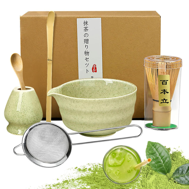 Matcha set, Japanisches Tee-Set, Matcha-Schale, Schaufel, Sieb, Matcha-Besenhalter, Matcha-Besenstän