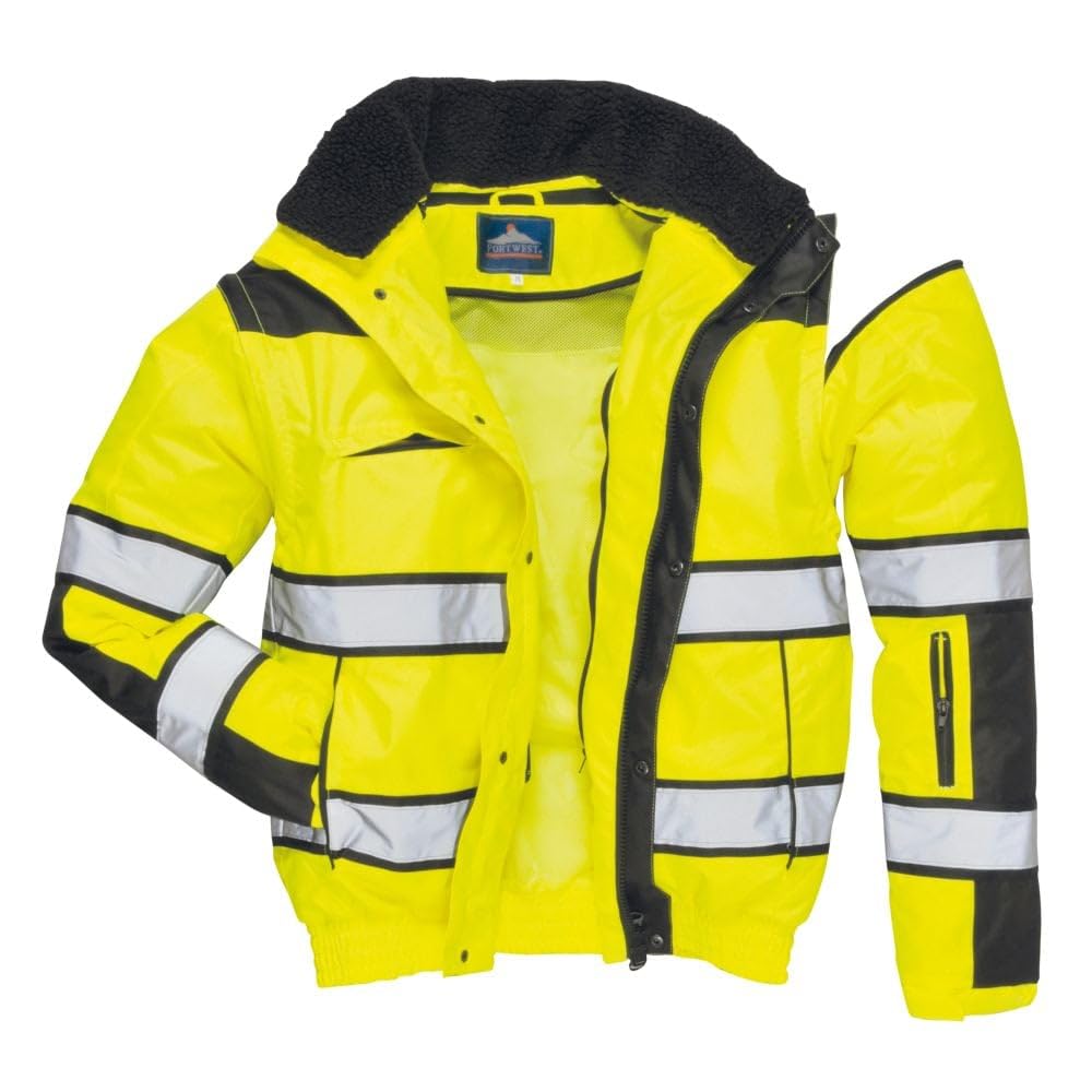 Portwest Klassische Warnschutz-Pilotjacke, Grösse: 4XL, Farbe: Gelb/Schwarz, C466YBR4XL 4XL gelb / s