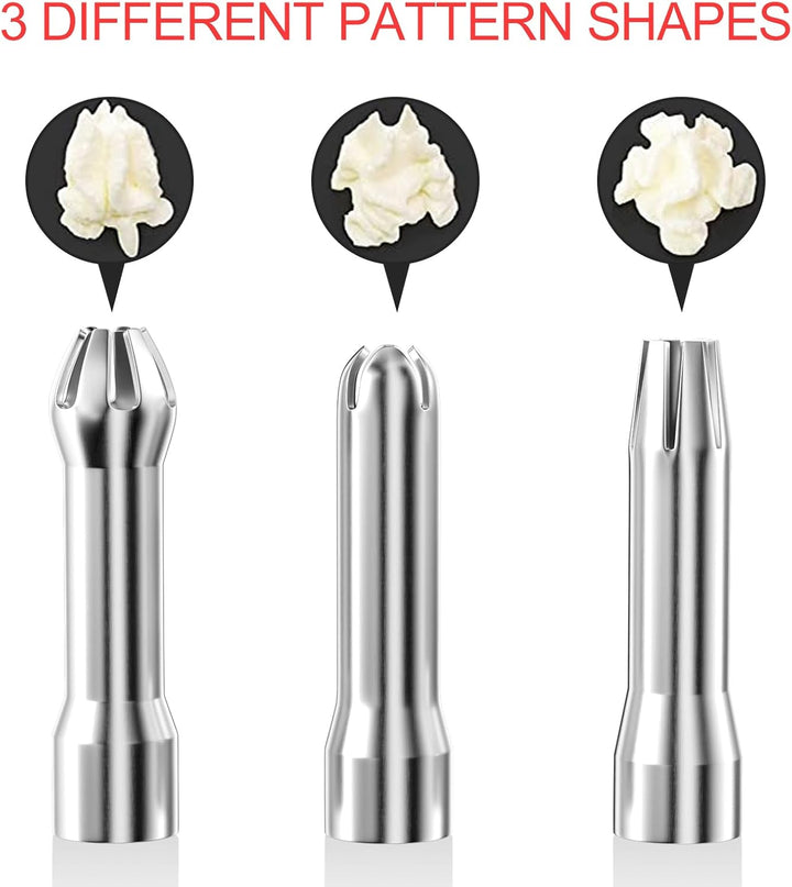 Newaner 500ml sahnespender, Sahnesyphon Aluminium mit 3 Edelstahl Deko-Düsen und 1 Reinigungbürste,