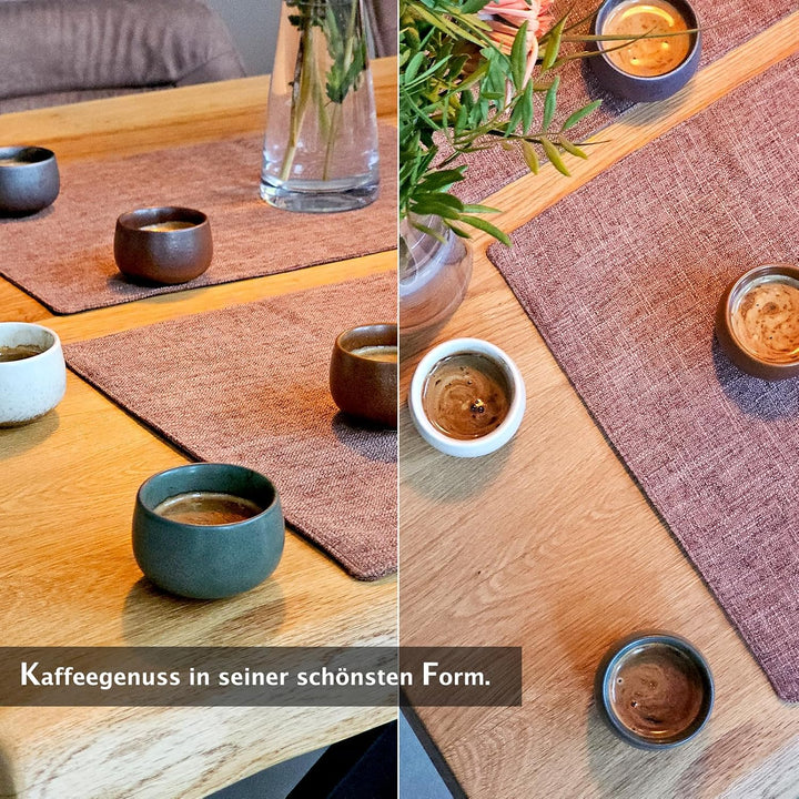 Espressotassen SET 4x80ml, Dickwandig Tassen aus Steingut, Handgefertigte bunte Kaffeetassen, Kerami