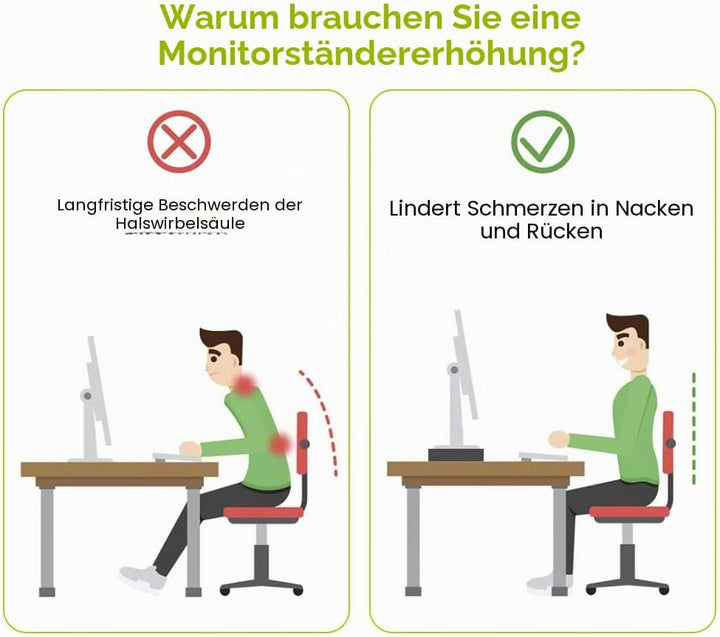 Monitor-Ständer mit Schublade, Bildschirmerhöhung für Computer PC, Laptop-Halterung mit Aufbewahrung