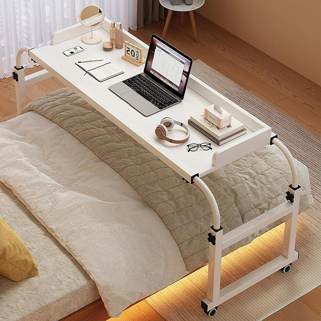 RCJCQSR Betttisch, Mobilitätstisch über Dem Bett, Laptoptisch Höhenverstellbar 65-95cm Mit Rollen, B