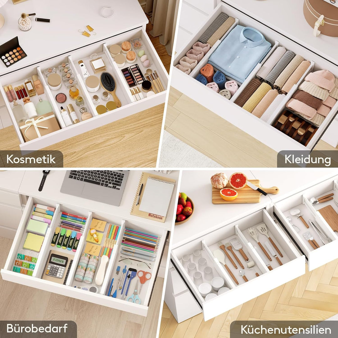 Lifewit 4 Set Schubladentrenner für Innenlänge 32–56cm & Höhe＞10.5cm Schubladen, Verstellbar Schubla