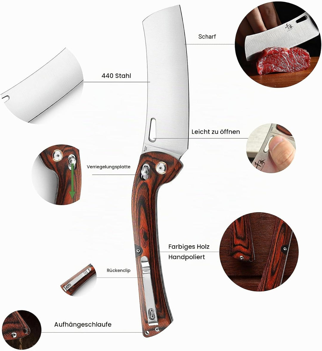 SENBON 440 Sharp Falten Küchenmesser Schälen Praktisches Messer Obst Messer Bunter Holzgriff Camping