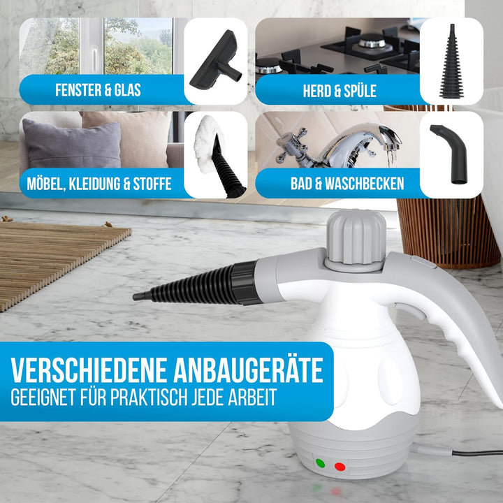 Strex Dampfreiniger Extra Leistungsstark - 1200W 4bar - Tragbar - All-in-One Multifunktions-Handdamp