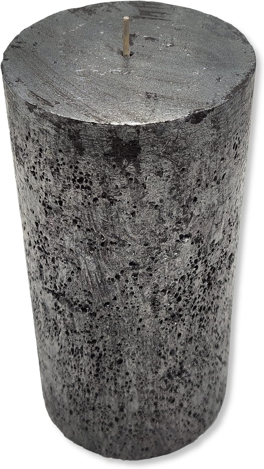 DARO DEKO Stumpenkerze XL 10 x 20cm schwarz mit Glitzer 4 Stück durchgefärbt Säulenkerze, Schwarz mi