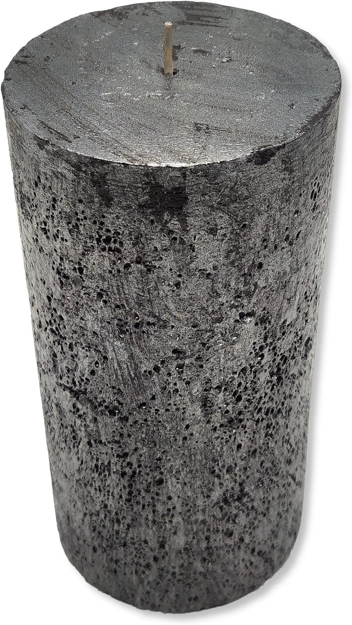 DARO DEKO Stumpenkerze XL 10 x 20cm schwarz mit Glitzer 4 Stück durchgefärbt Säulenkerze, Schwarz mi