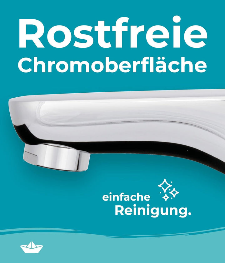 Calmwaters® Wasserhahn Bad - 56 mm Auslaufhöhe - leichte Reinigung - robuster Messingkern - mit Exce