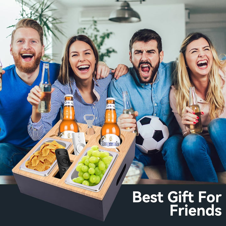 Couchbar Snackbox,Sofa Tablett,Mit Abnehmbarer Deckel,Couch Tablett,Beistelltisch Mit Holz Sofatable