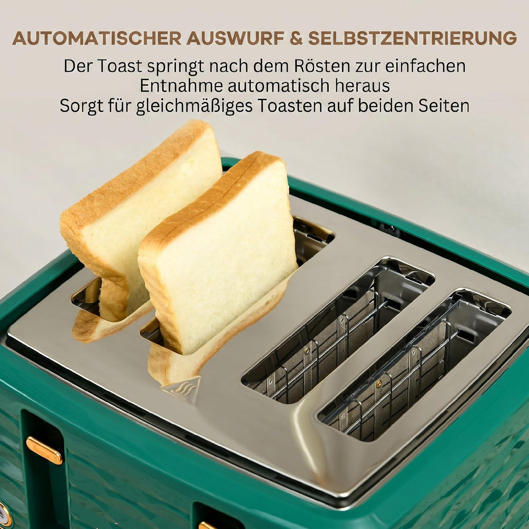 HOMCOM Wasserkocher Toaster Set Frühstück-Set Grün, Grün