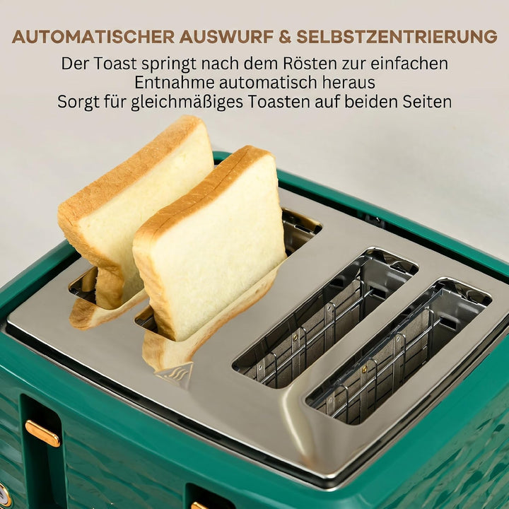 HOMCOM Wasserkocher Toaster Set Frühstück-Set Grün, Grün