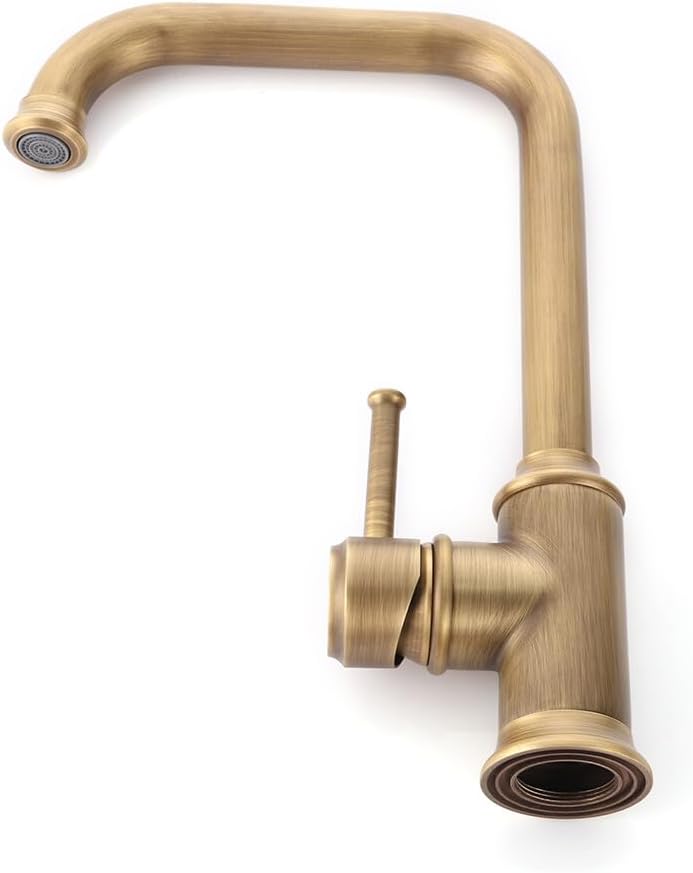 Vintage-Bronze-Wasserhahn, antiker Messing-Waschbeckenhahn, Waschbeckenarmatur, 360° schwenkbarer Ei
