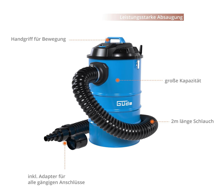 Güde GAA 55 Absauganlage – 230 Volt, 1200 Watt Leistung, 183 Kubikmeter pro Stunde Luftstrom, 55 Lit