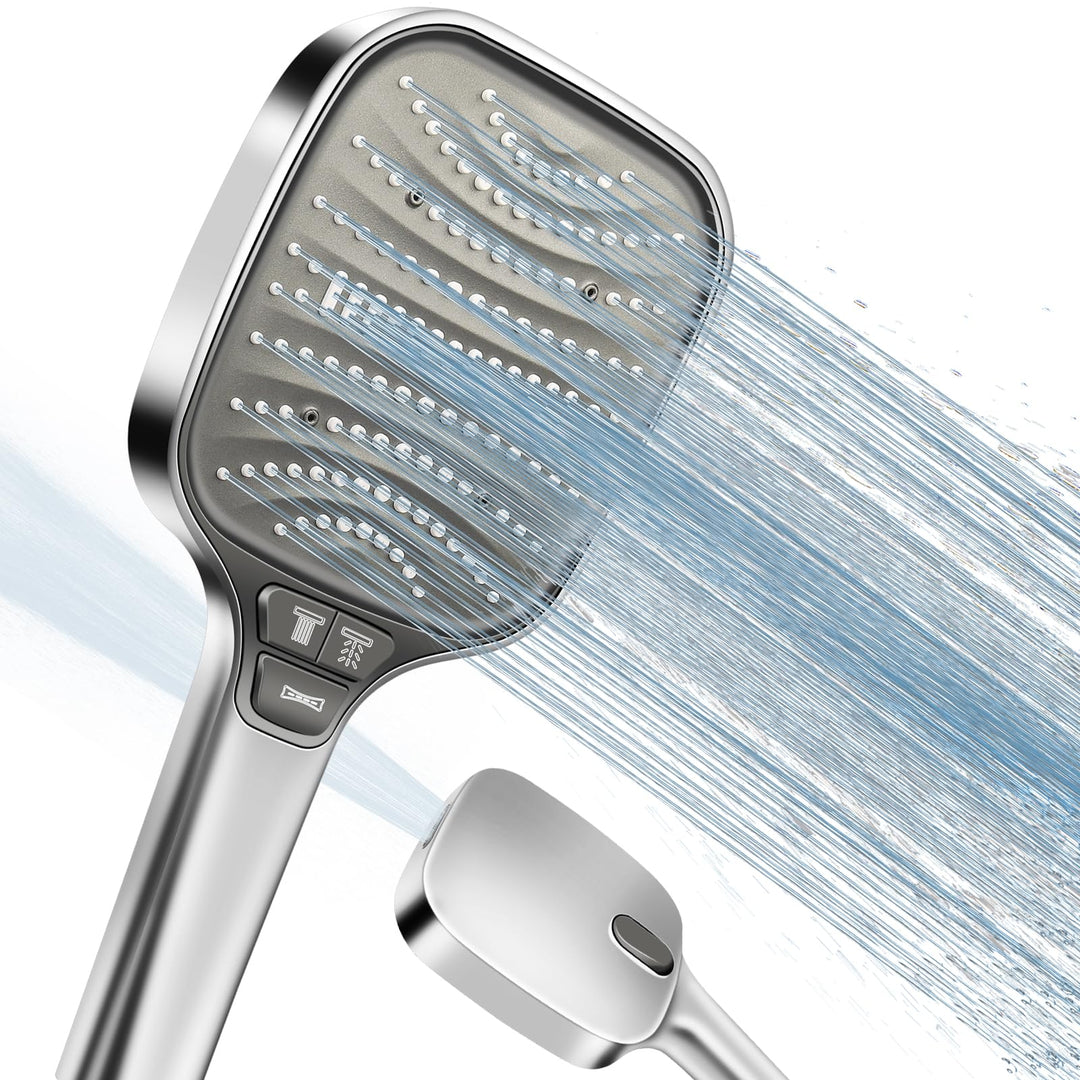 Duschkopf Gross Hochdruck – XXL Regenduschkopf mit 8 Strahlarten, Wassersparende Handbrause für Luxu