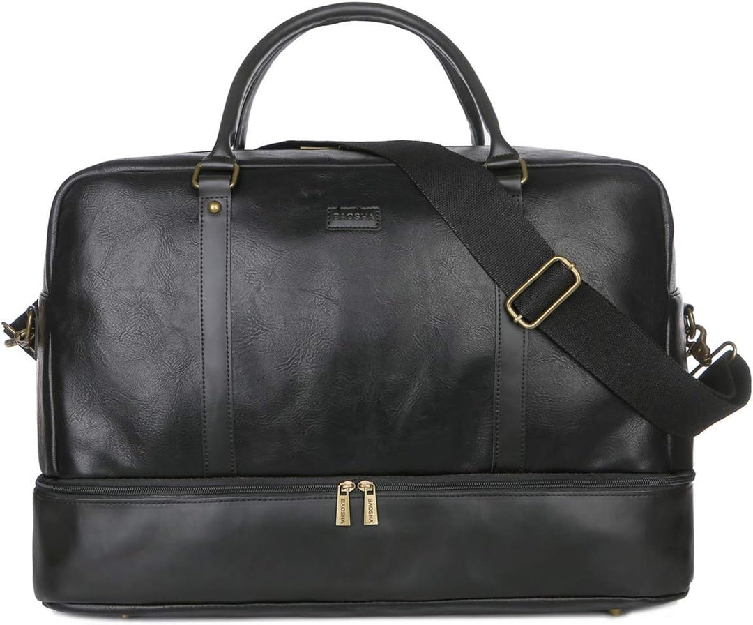 BAOSHA Gross Leder Reisetasche Handgepäck Travel Duffel Carry On Bag Weekender Tasche mit Schuhfach