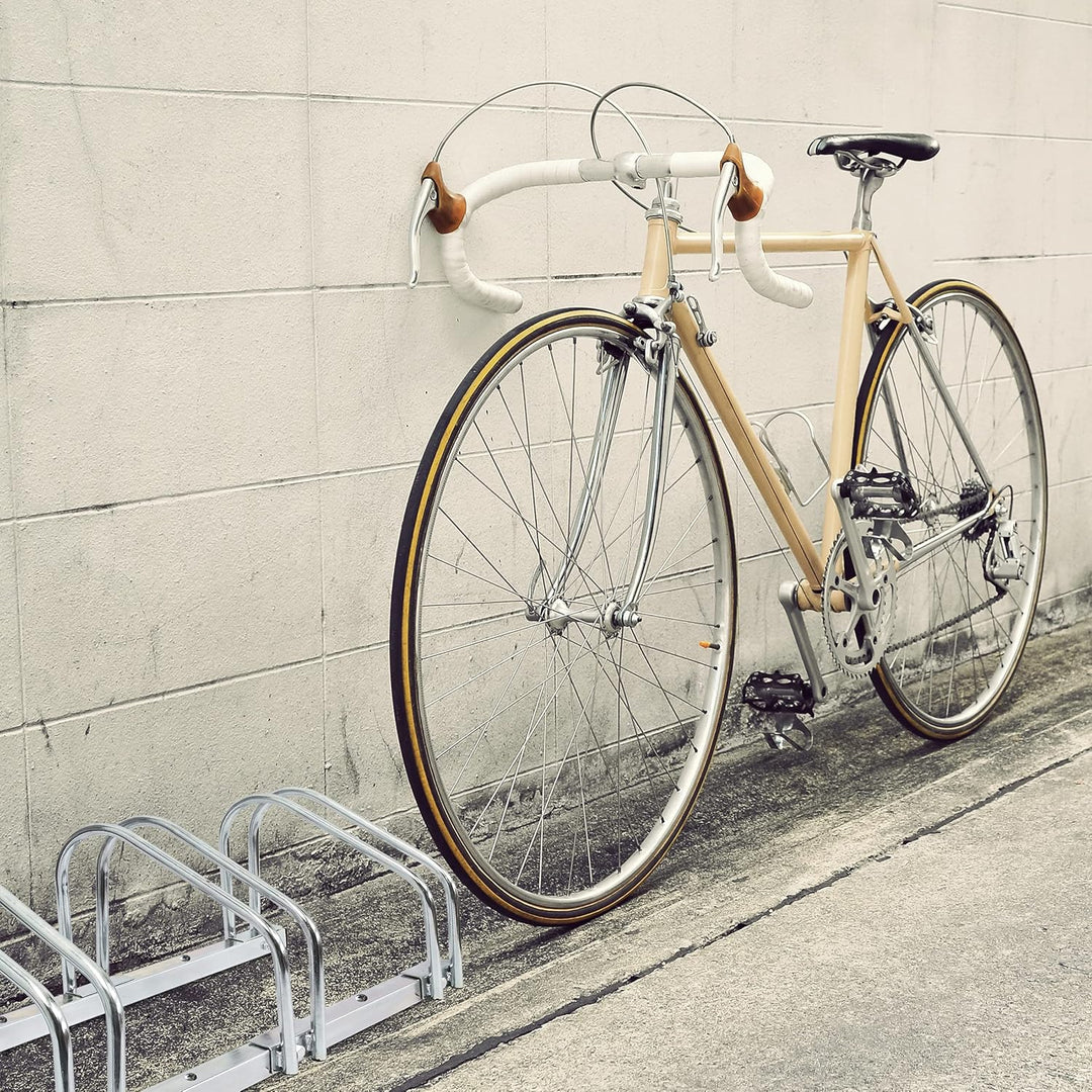 4 x Fahrradständer, Für 3 Fahrräder, Boden- und Wandmontage, HBT: ca. 26 x 73 x 32 cm, silber, 4