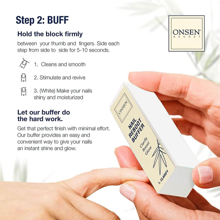 Onsen Secret Japanese Nail Kit - Cuticle Care Oil Serum | Nail Buffer and Shine Kit - Strengthening