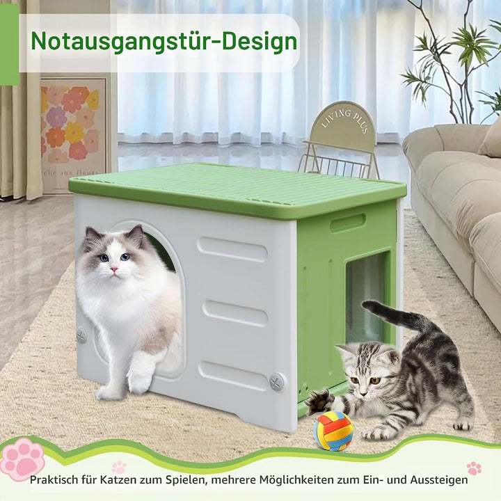 Kunststoff-Katzenhaus für Outdoor Indoor-Gebrauch, stapelbar verwilderte Katze Unterschlupf Indoor-K
