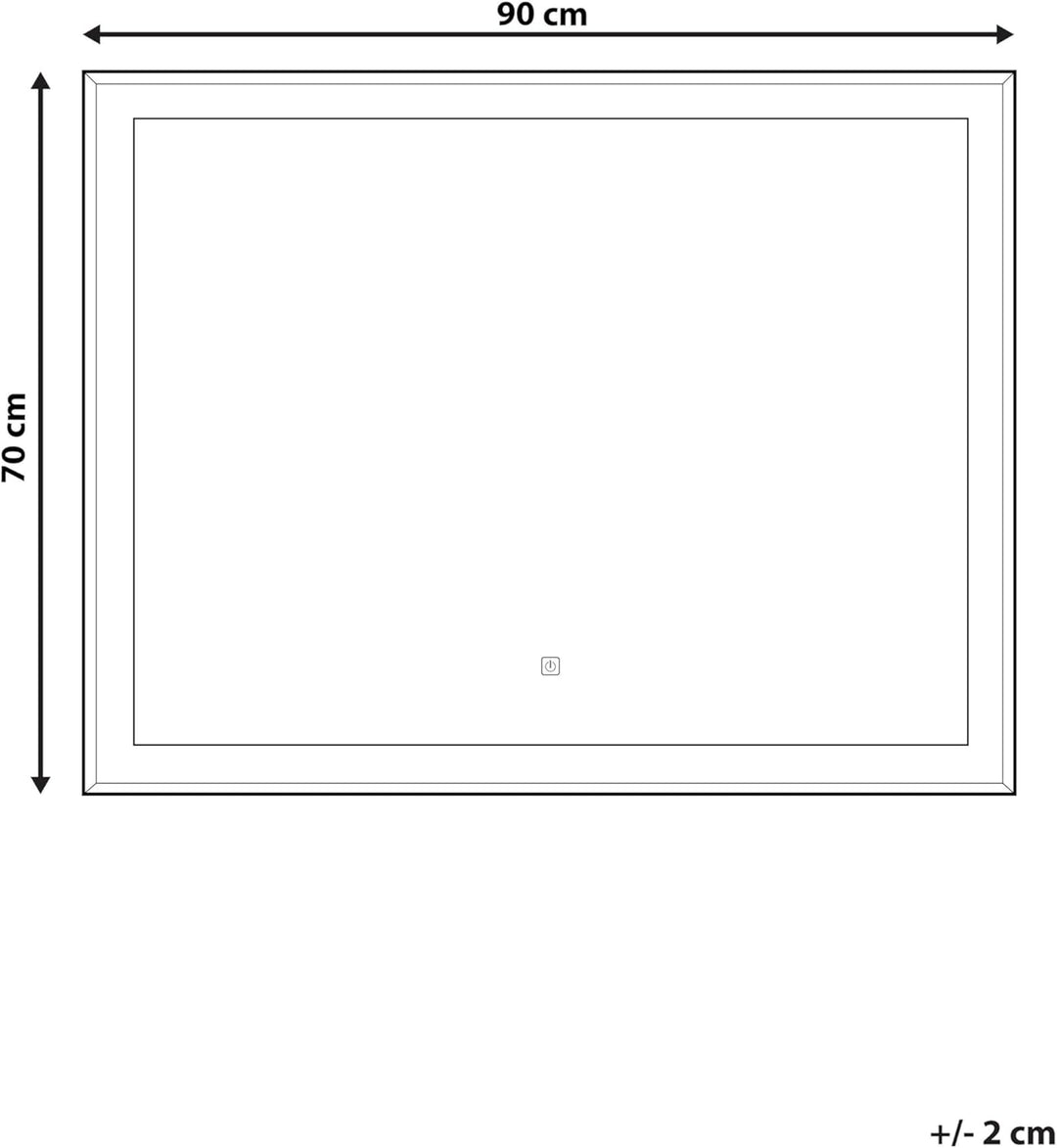 Moderner LED-Lichtspiegel silber für Ihr traumhaftes Bad 90x70cm Argens