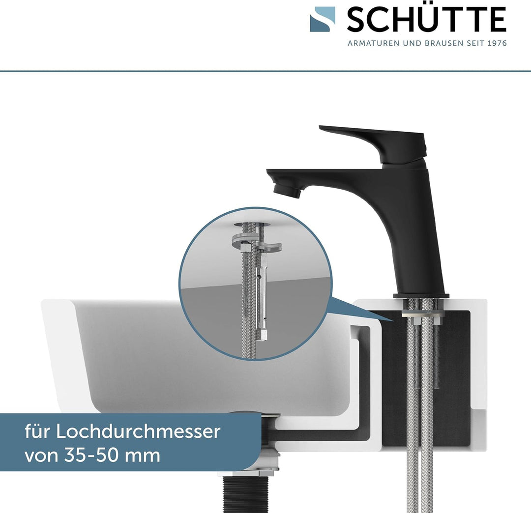 SCHÜTTE 33216 BOSTON Wasserhahn Bad Schwarz Matt, Waschtischarmatur, Mischbatterie Waschbecken Black