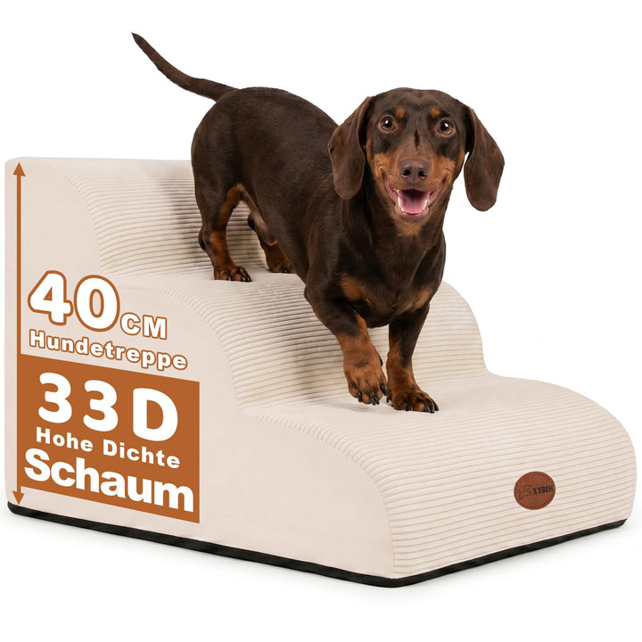 Hundetreppe für Kleine, ältere & Verletzte Hunde und Katzen, Haustiertreppe | 33D Hochdichter Schaum