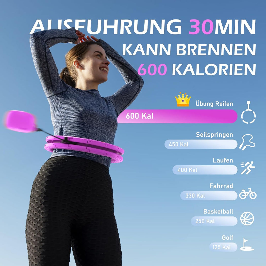 JLoibao Smart Hula Hoop Reifen Erwachsene Zum Abnehmen, 24-Stufiger Infinity Hula-Hoop (77-132cm) Mi