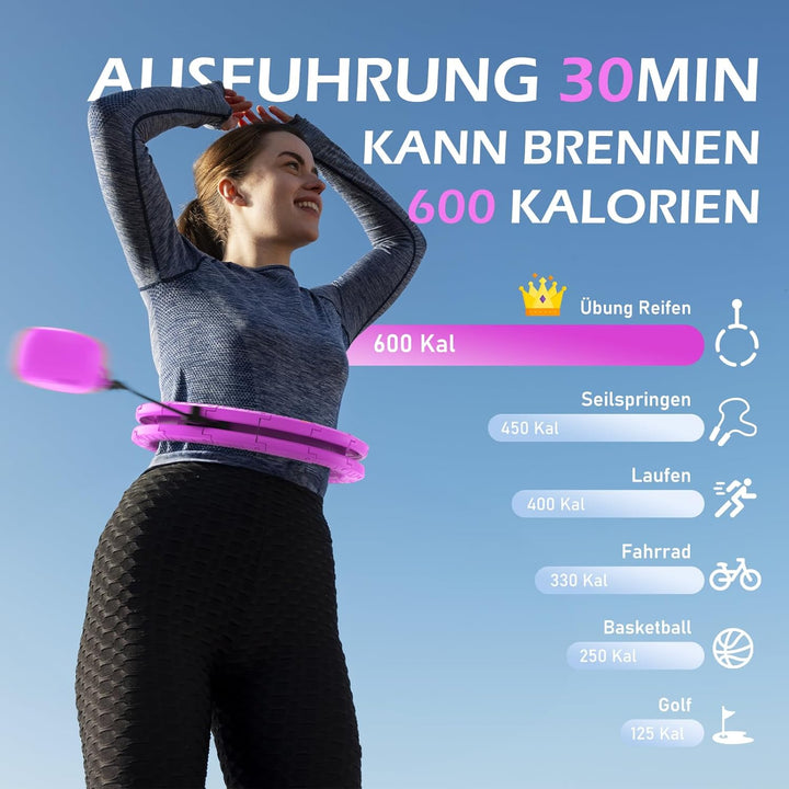 JLoibao Smart Hula Hoop Reifen Erwachsene Zum Abnehmen, 24-Stufiger Infinity Hula-Hoop (77-132cm) Mi